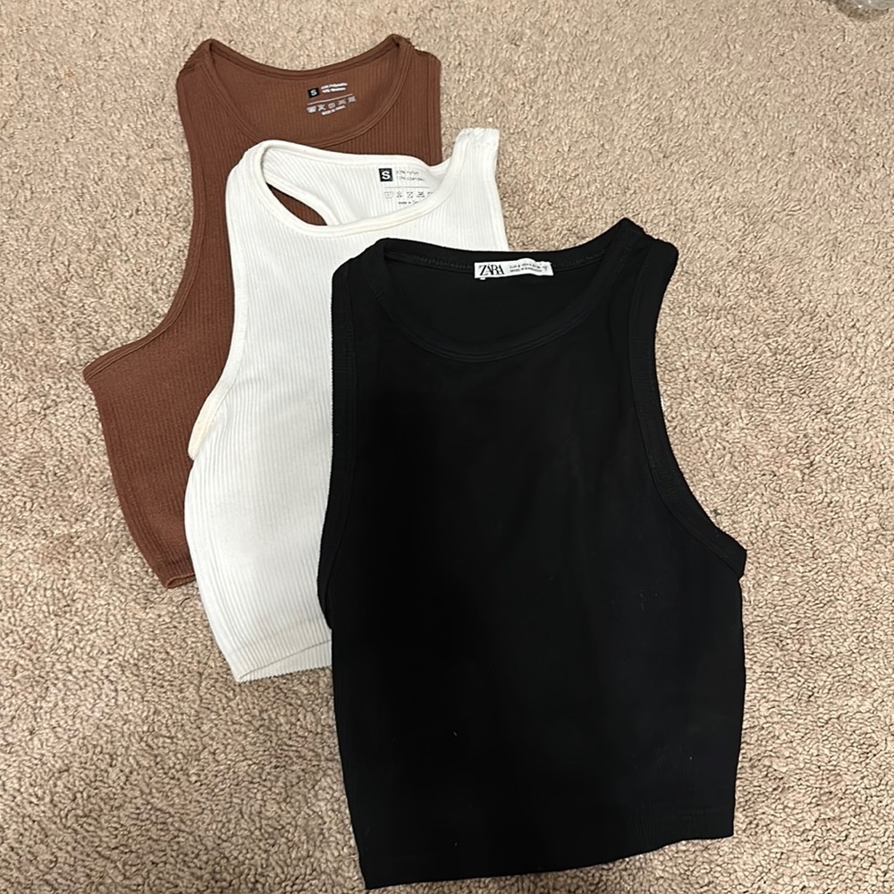 Three high neck crop tops